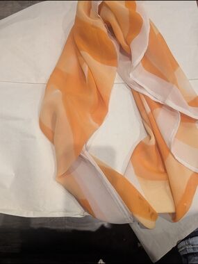 So You Giorgio Beverly Hills Orange & White Sheer Scarf
